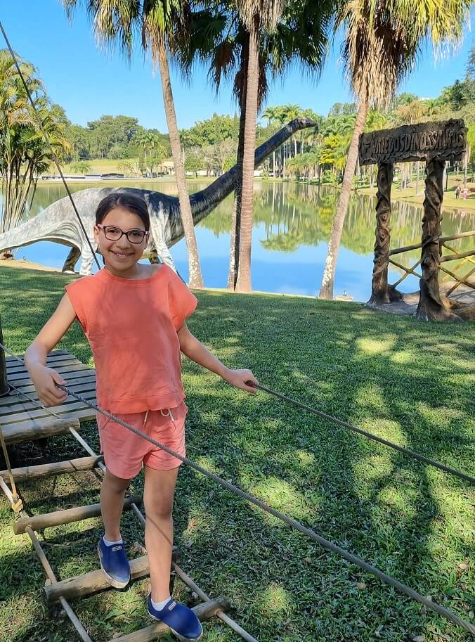 Arvorismo em frente ao lago onde acontece a tirolesa