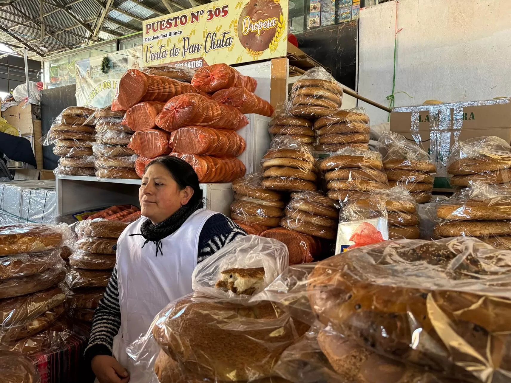 Pão no Mercado San Pedro em Cusco