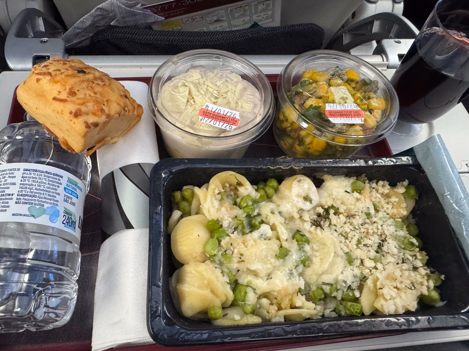 Almoço servido durante nosso voo
